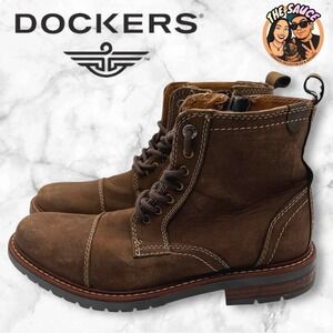 Dockers Rawls Brown/Tan Faux Leather/Suede Cap‎ Toe Zip Ankle Boots Mens 10.5